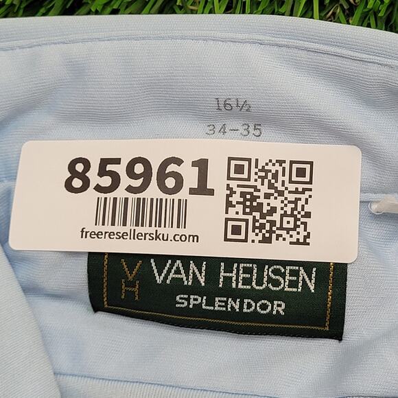 Vintage 80s Van-Heusen MOD Button Shirt Large 22x30 Blue - Picture 7 of 12